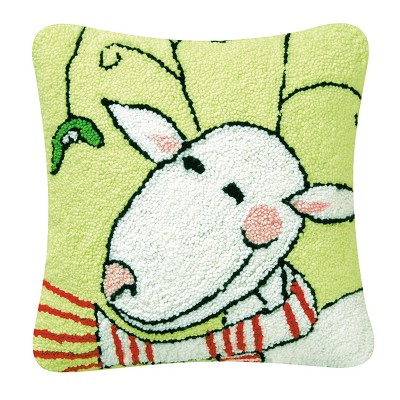 C&F Home 14" x 14" Jingle Reindeer Hooked Pillow