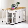 47" Kitchen Island with Extendable Dining Table, Storage Cabinet & Drawers, Rubberwood Top,  Outlet, Rolling Kitchen Cart, Freestanding Prep Station - 2 of 4