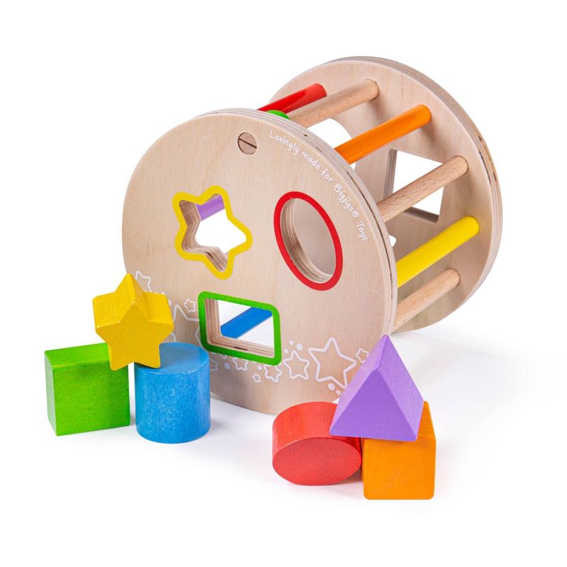 Bigjigs Toys First Rolling Shape Sorter Wooden Developmental Toy (7pc), 3 of 8