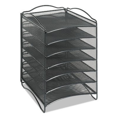 Safco Onyx Steel Mesh Lliterature Sorter, Six Compartments, 10.25 x 12.75 x 15.25, Black