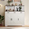 Buffet Cabinet with Storage, Large Wood Coffee Bar Cabinet with Drawers, Doors and Shelves, Farmhouse Kitchen Sideboard - 4 of 4