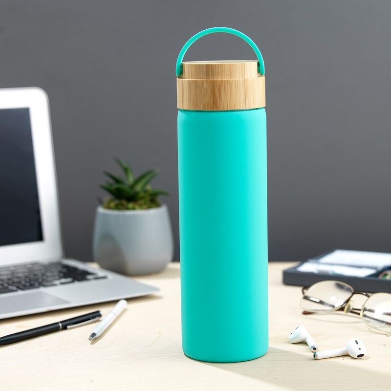 JoyJolt Glass Water Bottle with Carry Strap & Non Slip Silicone Sleeve - 20 oz - Turquoise, 2 of 8