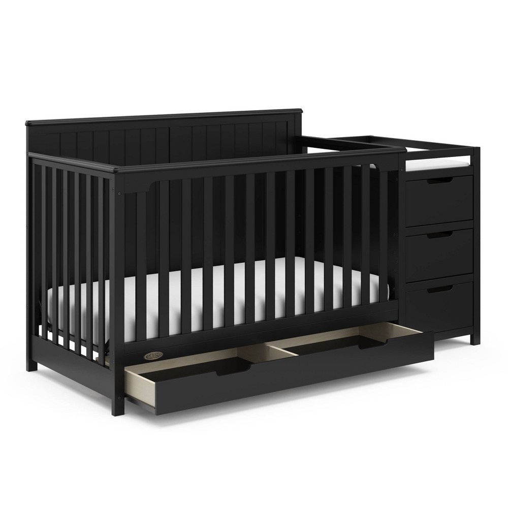 Photos - Bedroom Set Graco Hadley 5-in-1 Convertible Crib and Changer with Drawer - Black 