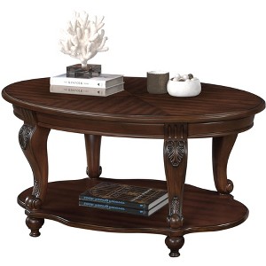 NicBex 22 Inch Round Side Table Retro Wooden End Table with Storage Shelf and 4 Legs for Living Room, Bedroom - 1 of 4
