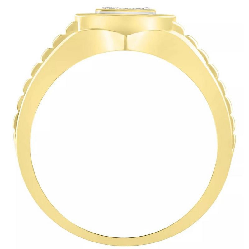 Pompeii3 1/2 Ct Mens Diamond Ring Wide Polished Anniversary Band 10k Yellow Gold, 3 of 5