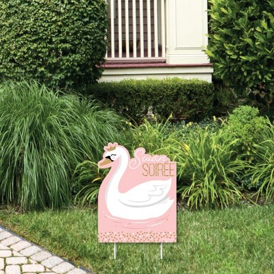 Big Dot of Happiness Swan Soiree - Outdoor Lawn Sign - White Swan Baby Shower or Birthday Party Yard Sign - 1 Piece