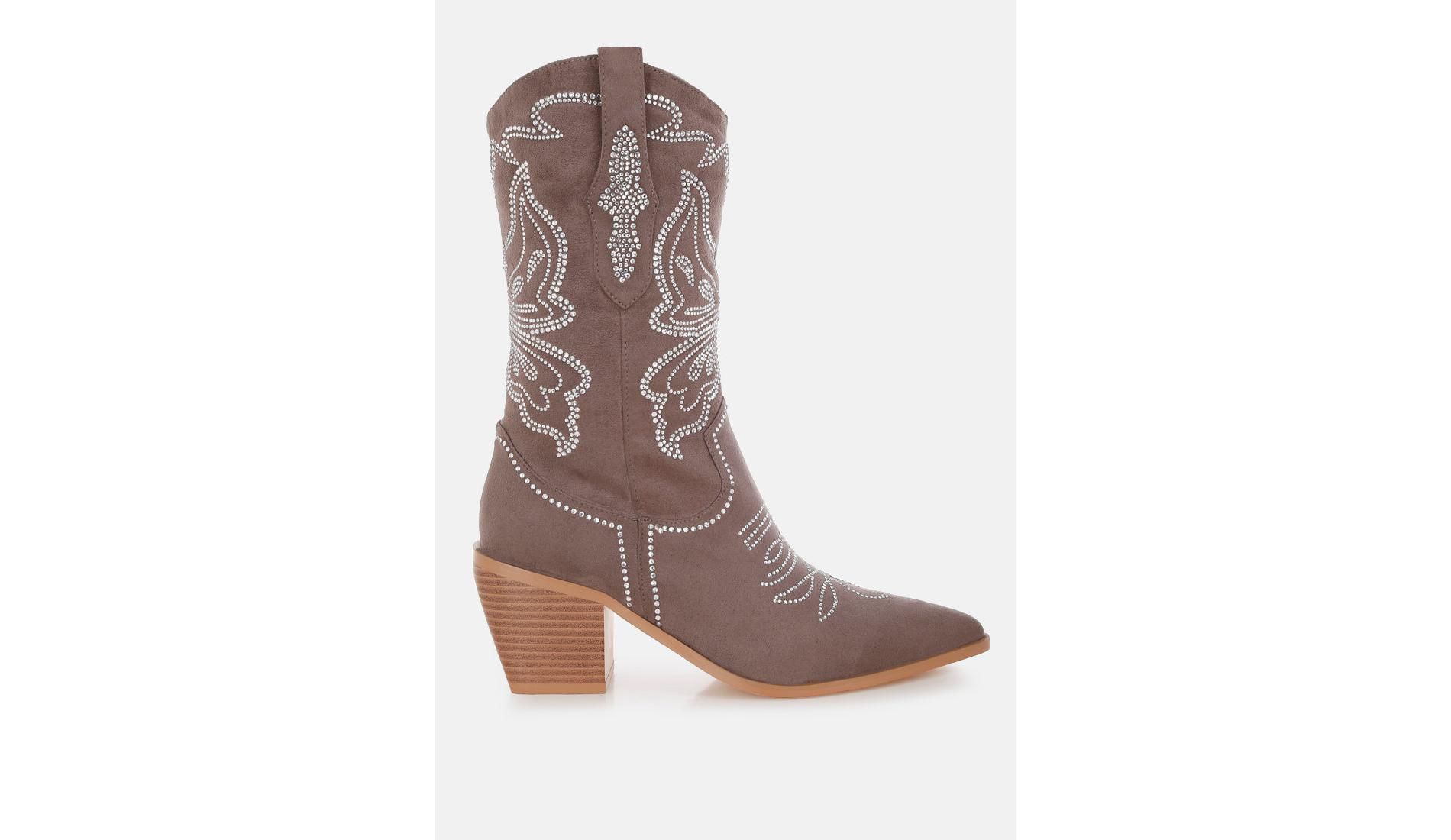 Latafa Rhinestones Embellished Cowboy Boots