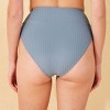 Women's Ribbed High Waist High Leg Cheeky Bikini Bottom - Shade & Shore™ Blue - image 2 of 4