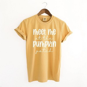 Simply Sage Market Women's Meet Me At The Pumpkin Patch Script Short Sleeve Garment Dyed Tee - 1 of 2