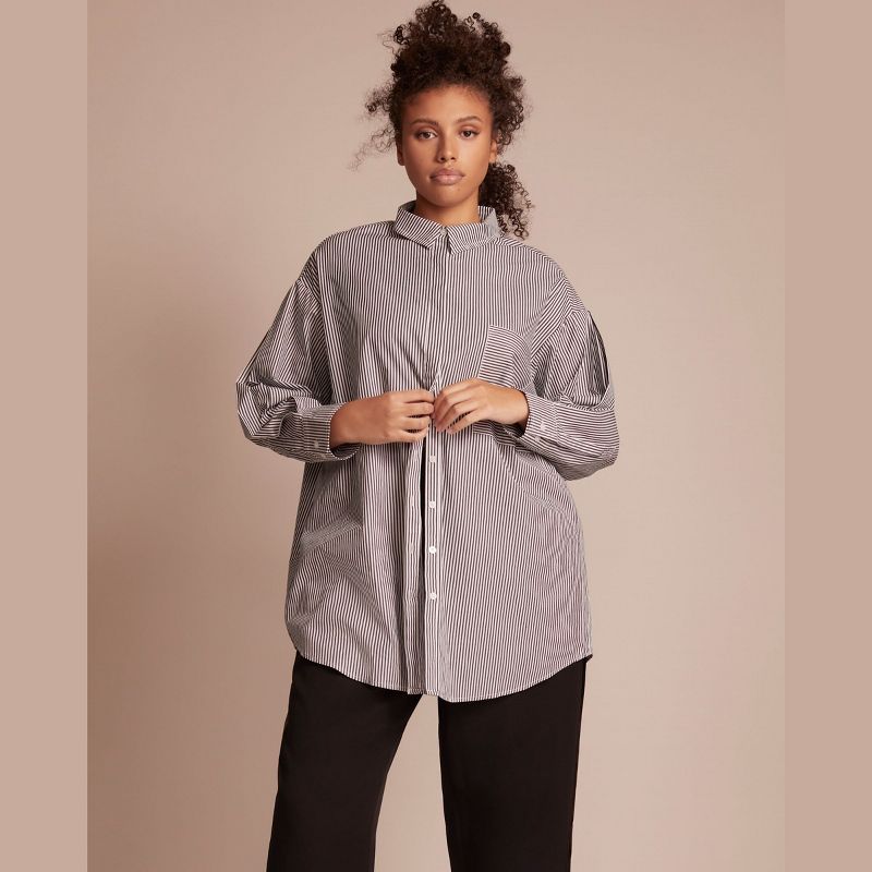 11 Honoré Collection Women's Oversized Button-Up Poplin Shirt, 1 of 5