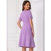 INSPIRE CHIC Women's A-Line Work Square Neck Ruched Short Sleeve Midi Dress - 3 of 4