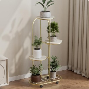 Acekool 5-Tier Mobile Plant Stand with Wheels, Space-Saving Indoor Outdoor Plant Shelf for Living Room, Balcony, Garden, Easy DIY Assembly, Black - 1 of 4