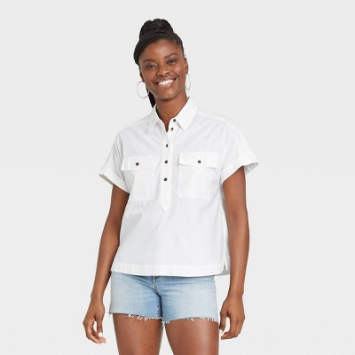 Women's Dolman Short Sleeve Utility Button-Down Shirt - Universal Thread™