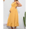 Womens Maternity Dress Cap Sleeve V Neck Ruffle Summer Casual Baby Shower Maxi Dresses - 3 of 4
