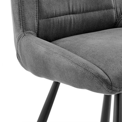 Contemporary Charcoal Fabric and Black Metal Adjustable Bar Stool