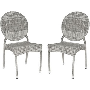 Valdez Stackable Side Chair Indoor/Outdoor (Set Of 2) - FOX5204 - Grey - Safavieh - 1 of 4