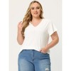 Agnes Orinda Women's Plus Size V Neck Eyelet Short Sleeve Casual Trendy Blouses - 3 of 4