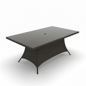 Covers & All Universal 72 in L Rectangle Dining Table Top, Jacobean Wicker, Glass & Umbrella Hole - 1 of 4