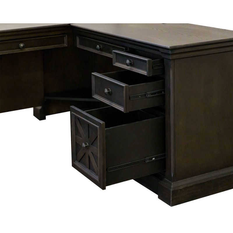 Kingston Traditional Wood L-Desk &#38; Return Dark Brown - Martin Furniture, 4 of 9