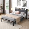 NicBex Full/Queen Upholstered Bed Frame with Storage Headboard and Charging Station,No Box Spring Needed,Easy Assembly,Beige/Gray/Black+Brown - 3 of 4