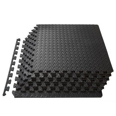 ProsourceFit Exercise Puzzle Mat 1/2-in, Black, 24 Sq Ft - 6 Tiles