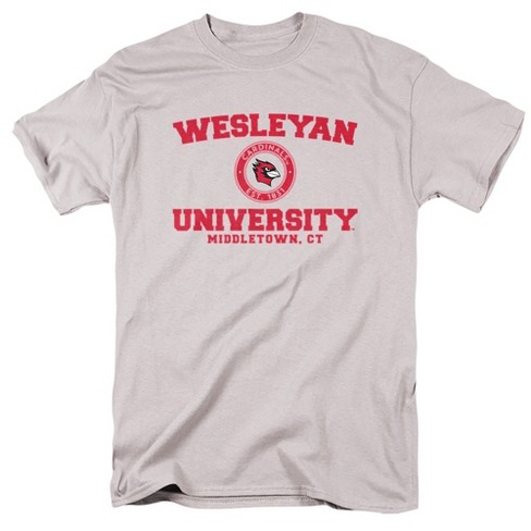 Wesleyan University Official Circle Logo Adult T-shirt, Silver, Large : Target