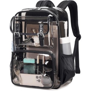 Hachikiko 15.6in Laptop Sleeve Clear PVC Backpack - Semi-Black Transparent Bookbag for Stadium/College - 1 of 4