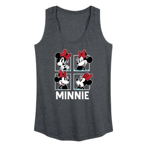 Women's Disney Minnie Grid Graphic Racerback Tank - Heather Charcoal - X-Large - 1 of 4