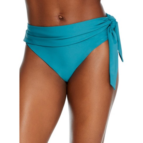 TURQUOISE COUTURE TEXTURED Folded Waistband Bikini Bottom