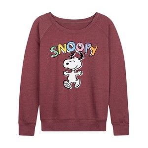 Women's - Peanuts - Snoopy Sketchy Lightweight French Terry Wide Neck Long Sleeve Shirt - 1 of 4