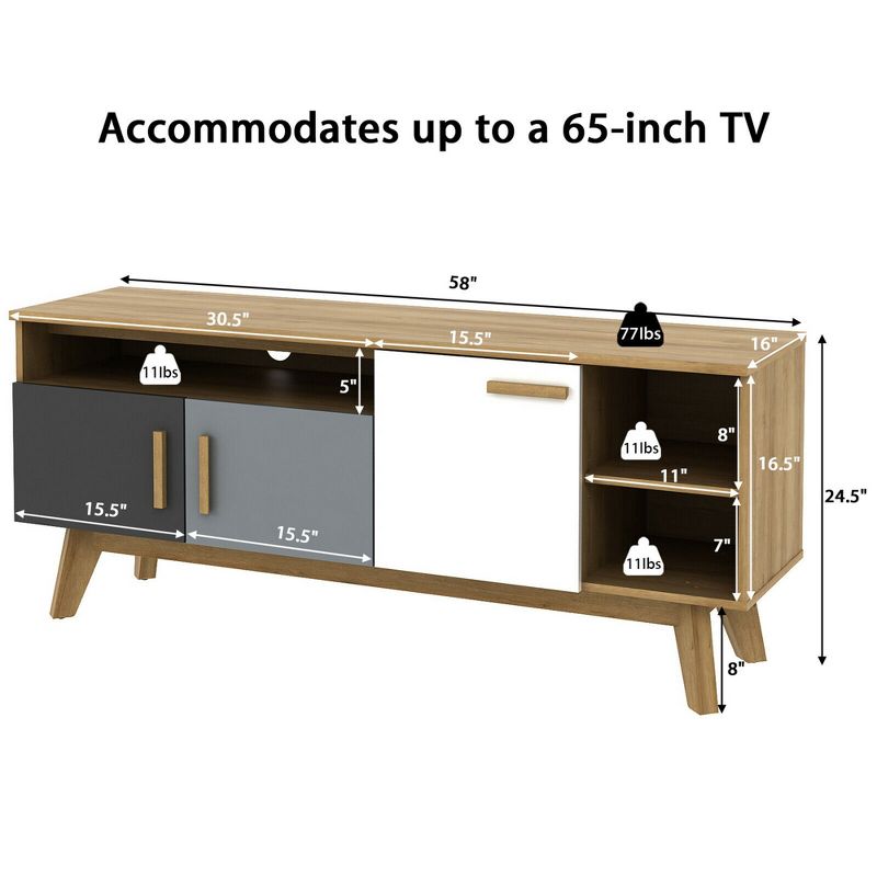 Costway TV Stand for TVs up to 65'' Entertainment Center Console w/ Adjustable Shelf, 2 of 11