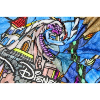 Disney Beauty and the Beast Stained Glass Plush Throw Blanket