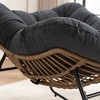 Chenille Rocking Chair with Metal Frame and Ergonomic Design - 3 of 3