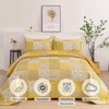 Yellow Boho Quilt Set, King Size 3 - Piece Plaid Floral Bedspread Coverlet Set, Reversible Patchwork Summer Bedding - 4 of 4