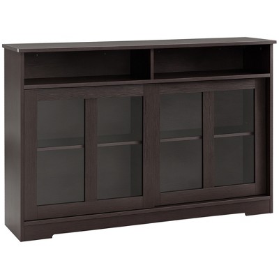 Sideboard Buffet Cabinet Bar Cabinet,Credenza with Sliding Glass Doors, Cupboard and Adjustable Shelf