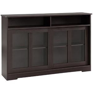 Sideboard Buffet Cabinet Bar Cabinet,Credenza with Sliding Glass Doors, Cupboard and Adjustable Shelf - 1 of 4