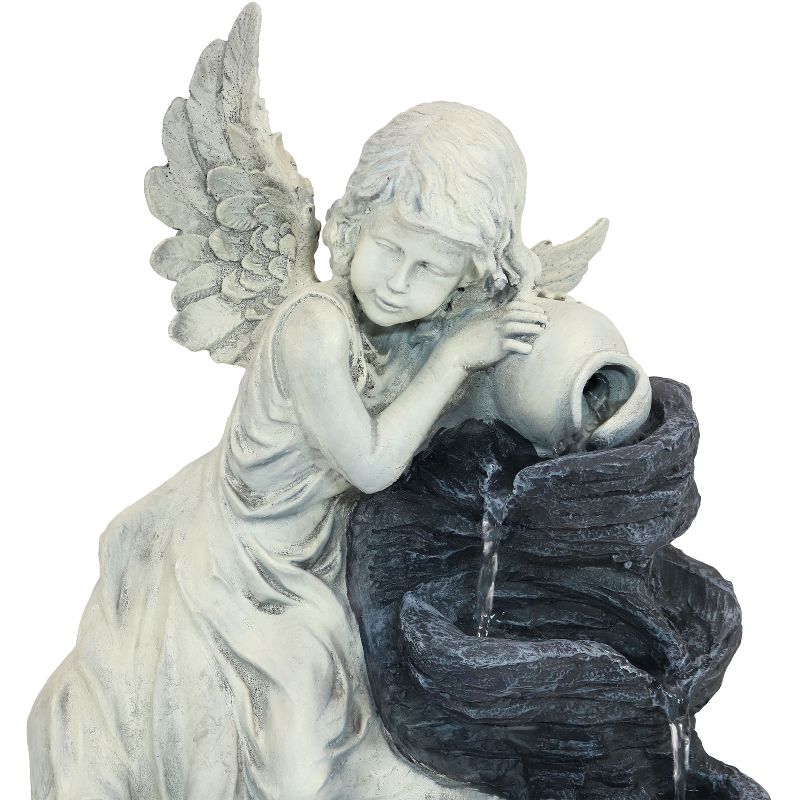 Sunnydaze Outdoor Solar Powered Angel Falls Water Fountain with Battery Backup and Submersible Pump - 27", 6 of 13