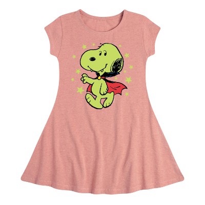 Girls' - Peanuts - Snoopy Vampire Star Art Fit & Flair Cap Sleeve Dress