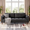 3-Seater Sofa Couch, 83" Wide Faux Leather Sofa Couch with Spring Cushion, Modern Sofa with Deep Seats and 2 Removable Back Cushions - 2 of 4