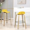 Costway Modern Set of 4 Barstools 30inch Pub Chairs w/Low Back & Metal Legs Yellow - 3 of 4