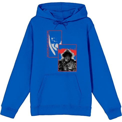 It Chapter 2 Pennywise Screengrab Collage Adult Blue Long Sleeve Hoodie ...