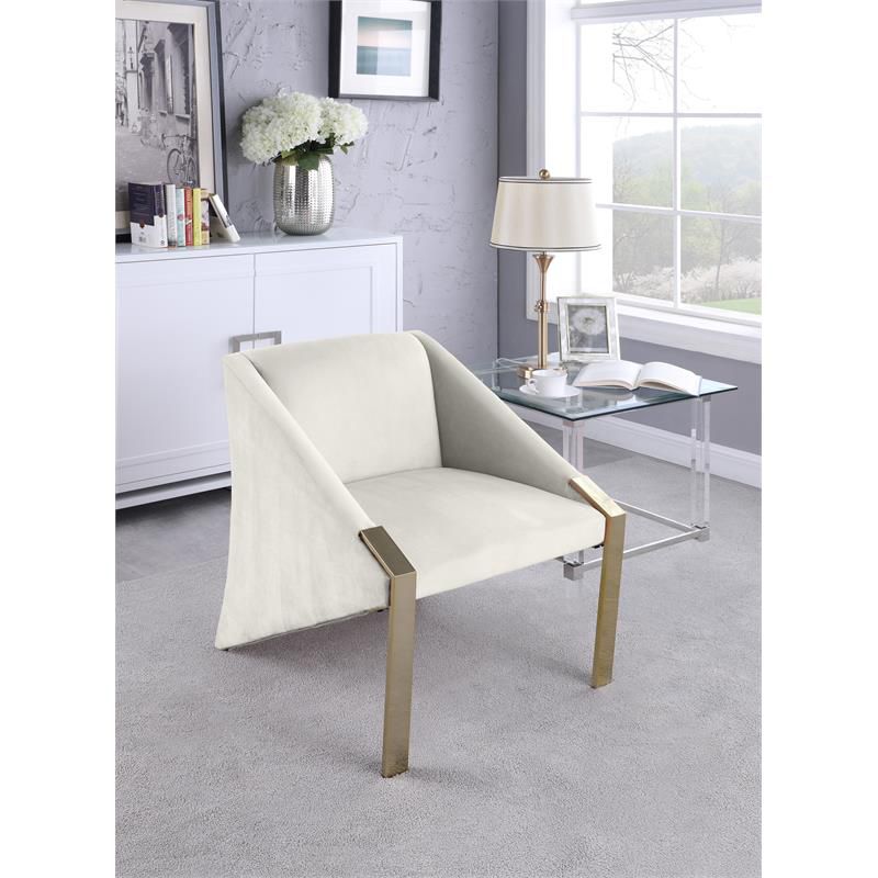 Meridian Furniture Rivet Velvet Accent Chair in White, 2 of 11