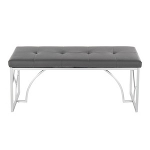 TiramisuBest Contemporary Bench in Silver Metal and Camel Faux Leather, 18.0"L Entryway Bench - 1 of 4