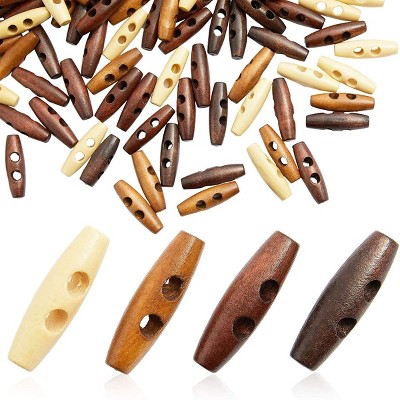 Bright Creations 200 Pieces Decorative Wood 2-Hole Toggle Buttons for Crafts and Sewing