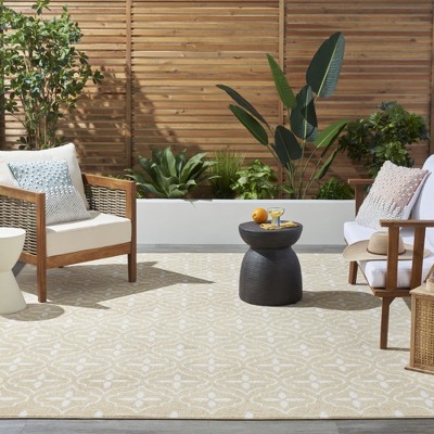 Ivory Beige 6' x 9' Synthetic Moroccan Trellis Area Rug