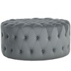 HOMCOM Tufted Ottoman, Velvet-feel Upholstered Foot Stool with Padded Seat, Round Ottoman Coffee Table for Living Room, Bedroom, Dark Gray - 4 of 4