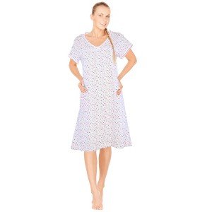 JEFFRICO Womens Nightgowns Short Sleeve Sleepwear Soft Pajama Dress Nightshirts - 1 of 4