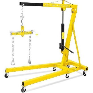 2 Ton Folding Hydraulic Engine Hoist with Leveler, 4400 LBS ，with Telescopic Boom & 6 Casters, for Garage Workshop Warehouse - 1 of 4