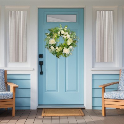 Northlight Hydrangea and Ranunculus Floral Eucalyptus Wreath - Thumbnail 4