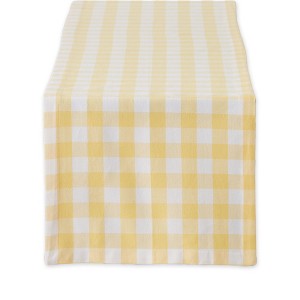 Design Imports  Cotton Check Table Runner, Yellow, 14X72" - 1 of 4